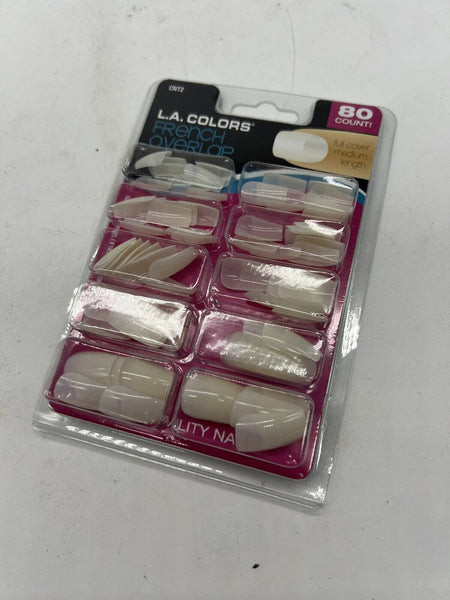 LA Colors 80 Press On Nails French Oval Medium Length Full  COMBINESHIP