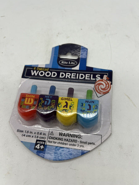 Rite Lite The DREIDEL Game 4 Small Painted Woods Ages 4+ Hanukkah Toy
