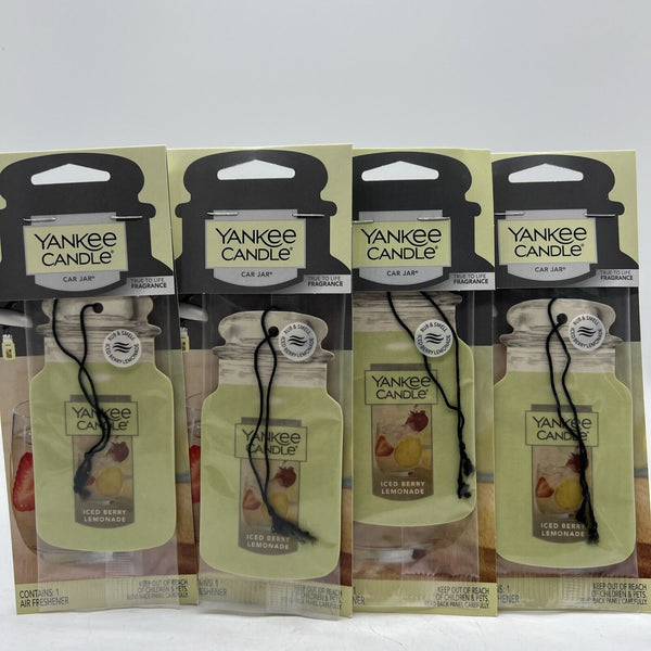 (4) Yankee Candle Iced Berry Lemonade Car Jar Vent Clip Air FreshenerCOMBINESHIP