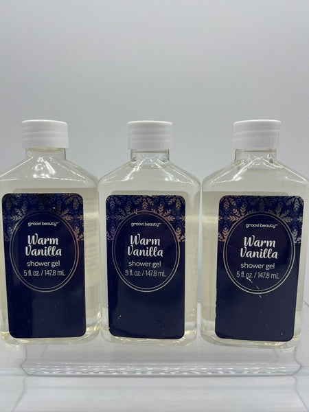(3) Groovi Summer Warm Vanilla Body Wash Shower Gel Gift Set Christmas Holiday