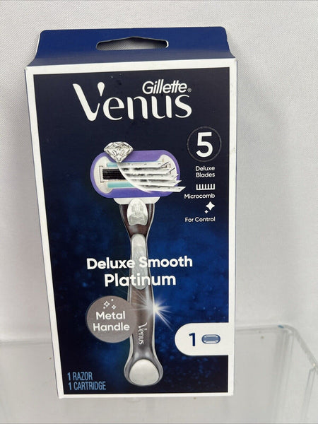 Venus Deluxe Smooth Platinum Womens Razor Handle + 1 Blade Refill New