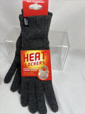 Heat Lockers Mens Gray Knit Insulating Thermal Faux Fur Lined Gloves Size L/XL