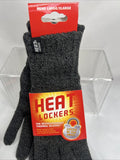 Heat Lockers Mens Gray Knit Insulating Thermal Faux Fur Lined Gloves Size L/XL