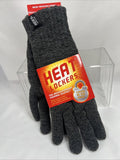 Heat Lockers Mens Gray Knit Insulating Thermal Faux Fur Lined Gloves Size M/L