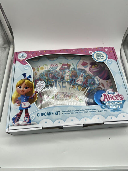 Xmas SALE Disney Junior Alice's Wonderland Bakery 28 Pc Cupcake Kit w/  Recipe