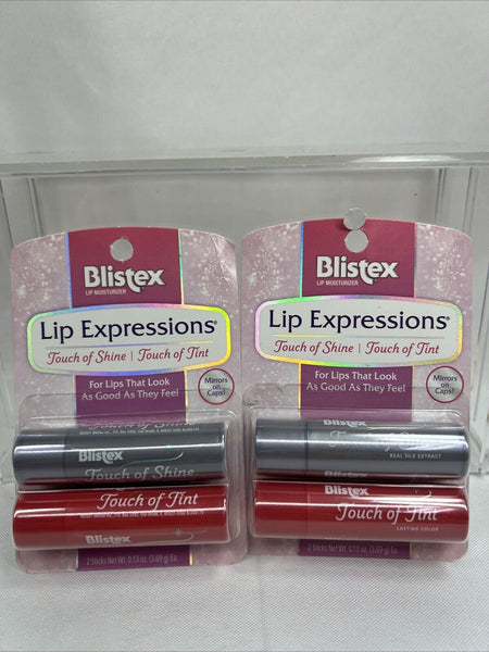 (2) Blistex Expressions Lip Balm Touch Of Shine Touch Of Tint Mirror COMBINESHIP