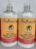 (2) Shea Moisture All Day Frizz Control Shampoo & Conditioner Soften Smooth 13oz