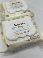 (2) Aveeno Baby Hand & Face Wipes W/ Natural Oat Extract & Aloe- 25ct. Each