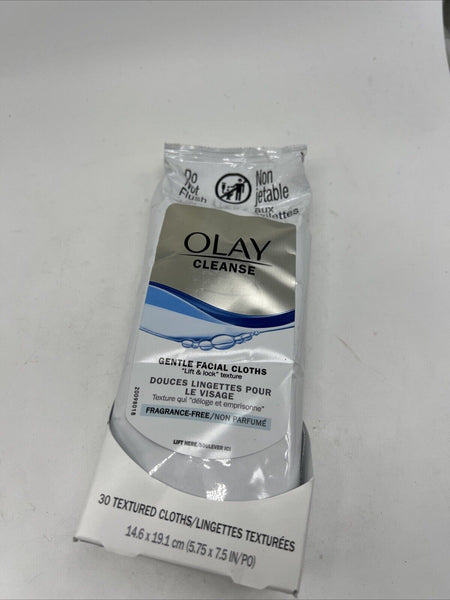 Olay Cleanse Gentle Facial Cloths Fragrance Free 30 Count Towelette Wipes