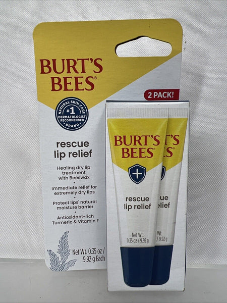 (3) Burt's Bees Rescue Lip Relief  Healing Dry Lip Treatment w/ Beeswax 2pk