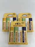 (3) Burt's Bees Lip Balm BeesWax Coconut Pear Vanilla Bean Cucumber Mint  4pk