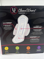 U by Kotex Clean Wear Ultra Thin Feminine Pads Wings Regular Absorbency 46ct