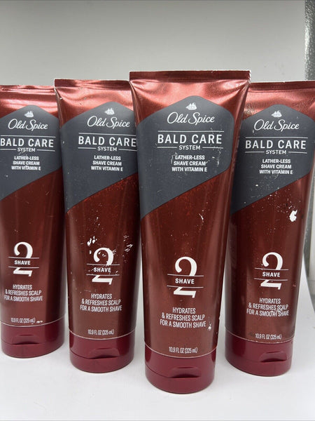 (4) Old Spice Men's Bald Care System STEP 2 Shave Creme Lather Vitamin E 10.9oz