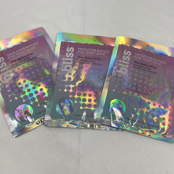 (3) Bliss the Detoxifier Charcoal Holographic Foil Sheet Mask Face COMBINESHIP