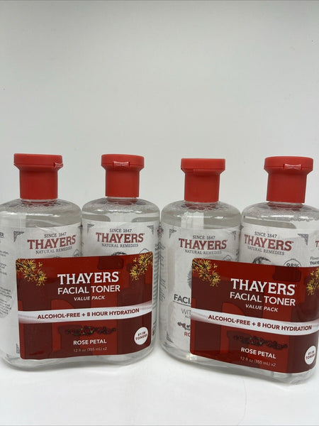 (4) Thayers Alcohol-free Facial Toner Rose Petal Witch Hazel brightening 12oz