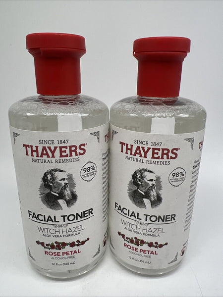 (2) Thayers Alcohol-free Facial Toner Rose Petal Witch Hazel brightening 12oz