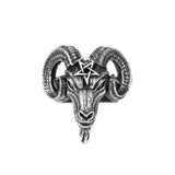 Alchemy Gothic R239 Baphomet Ring Ram Skull Horns Goat
