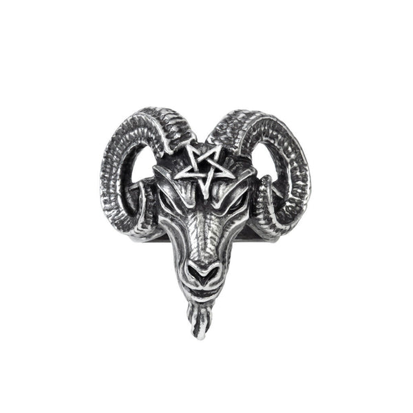 Alchemy Gothic R239 Baphomet Ring Ram Skull Horns Goat