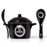 Alchemy Gothic China MRB4 So Hungry Bowl Lid & Spoon Set Oven Microwave Dragon
