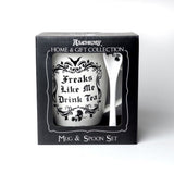 Alchemy Gothic ALMUG19 Freaks Like Me Drink Tea Cup & Spoon Coffee Mug Tea