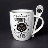 Alchemy Gothic Cat Feline ALMUG20 Purrfect Brew Cup & Spoon Coffee Mug Tea