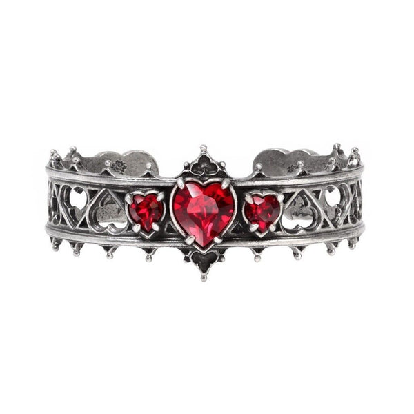 Alchemy Gothic A78 Elizabethan Bracelet Red Crystal Hearts Queen Crown
