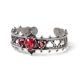 Alchemy Gothic A78 Elizabethan Bracelet Red Crystal Hearts Queen Crown