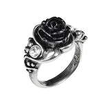 Alchemy Gothic R223 Bacchanal Rose Ring Crystal Black Rose England Love death