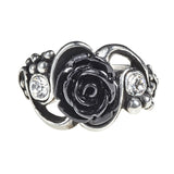 Alchemy Gothic R223 Bacchanal Rose Ring Crystal Black Rose England Love death