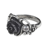 Alchemy Gothic R223 Bacchanal Rose Ring Crystal Black Rose England Love death