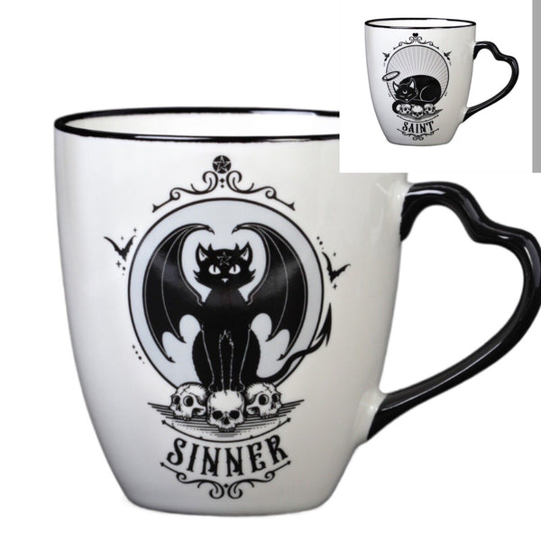 Alchemy Gothic CM4A Cat Saint/Sinner Double-sided Single Mug Coffee Tea 12oz