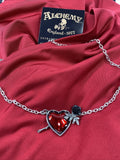 Alchemy P848 Wounded By Love Necklace Gothic Pendant England Red Heart Rose