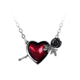 Alchemy P848 Wounded By Love Necklace Gothic Pendant England Red Heart Rose