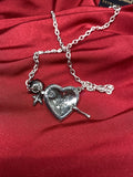 Alchemy P848 Wounded By Love Necklace Gothic Pendant England Red Heart Rose