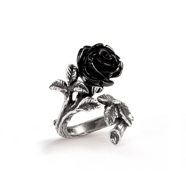 Alchemy Gothic R241 Wild Black Rose Ring Eternal Love Romance Thorn Wrap seduce