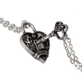 Alchemy Gothic P943 Key To Eternity 2pc Couples Necklaces Pendant Heart Key Lock