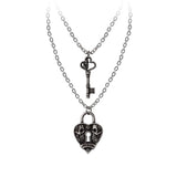 Alchemy Gothic P943 Key To Eternity 2pc Couples Necklaces Pendant Heart Key Lock