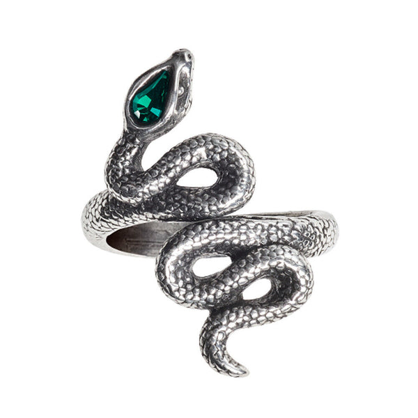 Alchemy Gothic R228 Psalm 68 Ring Green Crystal Serpent England Snake