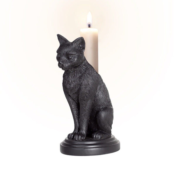 Alchemy Gothic V113 Faust's Familiar Candle stick Holder Cat Decor Wicken Witch