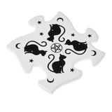 Alchemy Gothic CJ3 Black Cats Ceramic Coaster Set Moon Stars Feline Decor