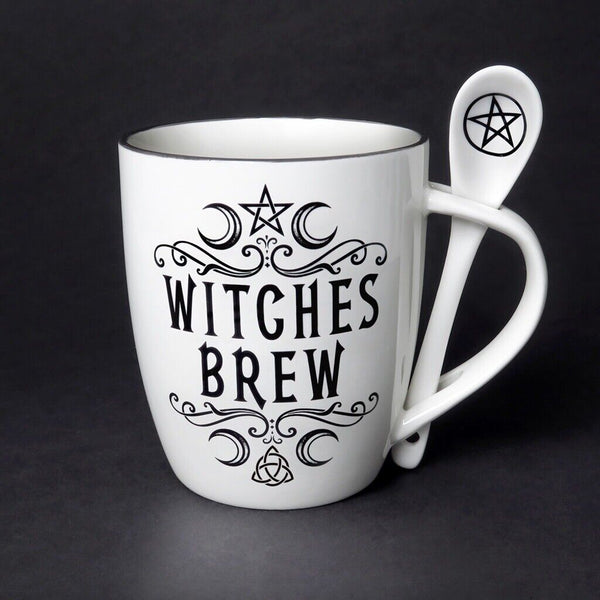 Crescent Witches Brew Alchemy Gothic ALMUG16 Cup & Spoon Coffee Mug Tea White