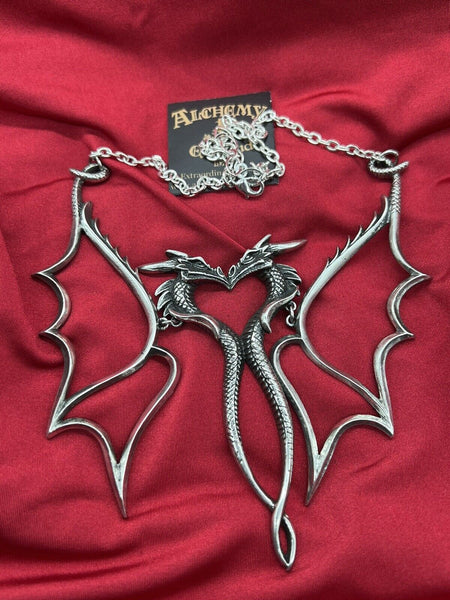 Alchemy Of England P892 - Dragon Consort Necklace Gothic Pendant Wings IN HAND