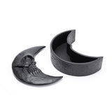 Alchemy Gothic V104B Skull Moon Box Matte Black Crescent Pill Jewelry Trinket
