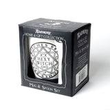 Alchemy Gothic ALMUG15 Hexy Witch Cup & Spoon Brew White Black Coffee Mug Tea