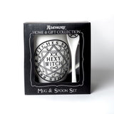 Alchemy Gothic ALMUG15 Hexy Witch Cup & Spoon Brew White Black Coffee Mug Tea