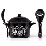 Alchemy Gothic China MRB2 Bat Broth Bowl & Spoon Set Oven Microwave Heart Wings