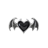 Alchemy Gothic R240  Black Soul Ring Black Heart Bat Wing Wrap Love Demon