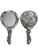 Alchemy Gothic V82 Bat & Moon Hand Mirror Antiqued Silver Resin Vampire Gift