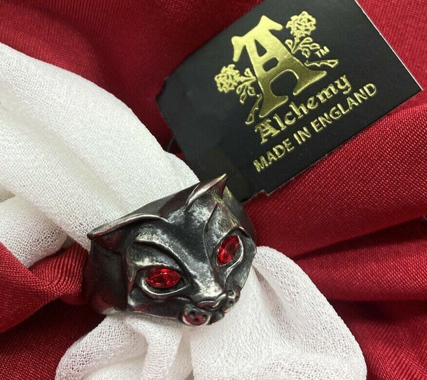 Alchemy Gothic R224 Bastet Goddess Ring Cat Goddess Red Eyes England IN HAND ❤️