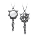 Valentine Day Set Alchemy Gothic P889 Sacred Cat Vanitas Necklace & E406 Earring